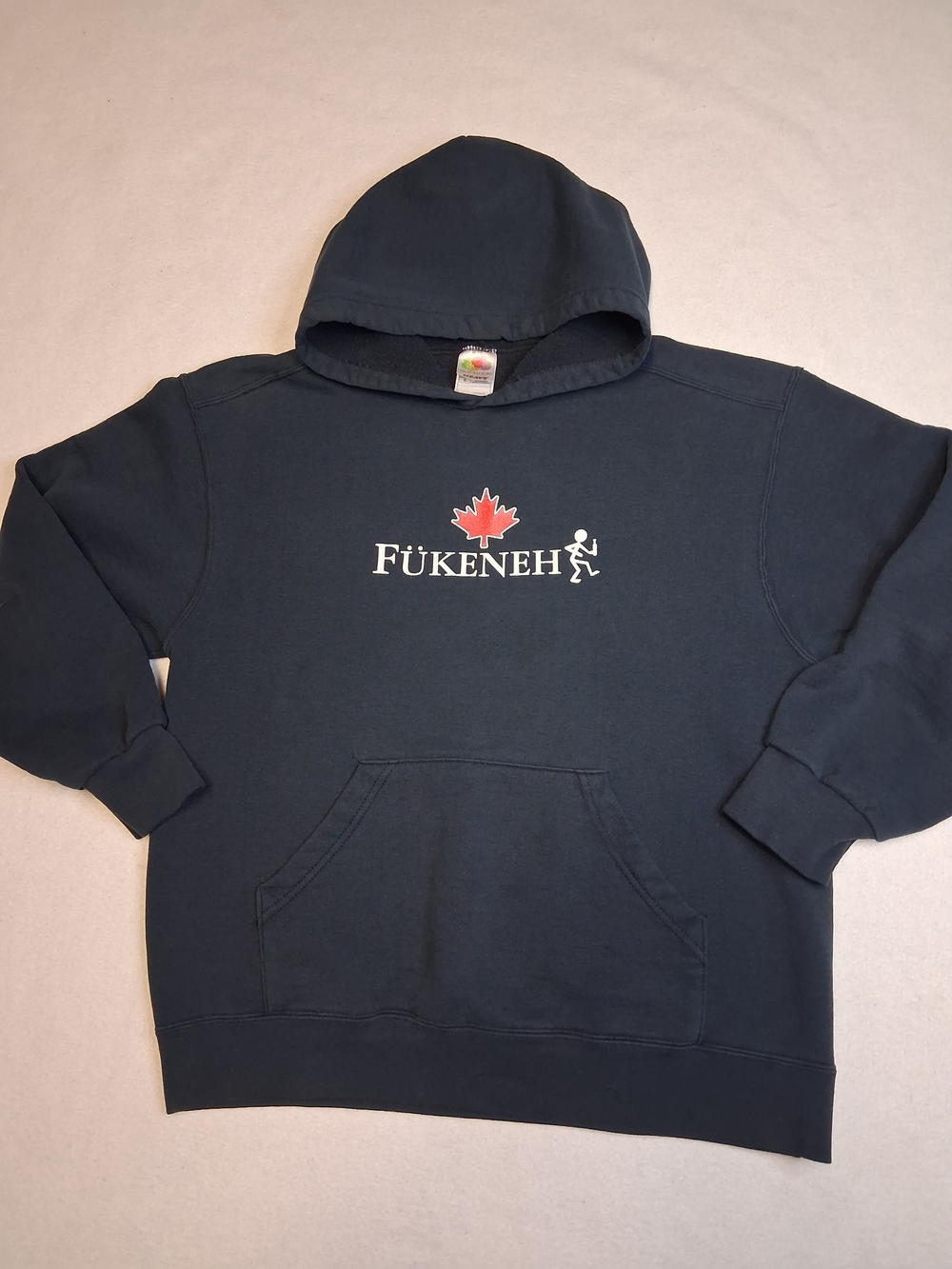 Canadian Fükeneh Black Hooded Sweatshirt with Maple Leaf Logo - Picture 2 of 7
